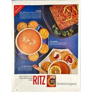 RITZ Crackers "Nothing Fits the Occasion Like Ritz" Vintage Print Ad 1963